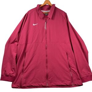 Nike Full Zip Jacket Mens XXL Burgundy Fleece Lined Magnetic Closure Swoosh